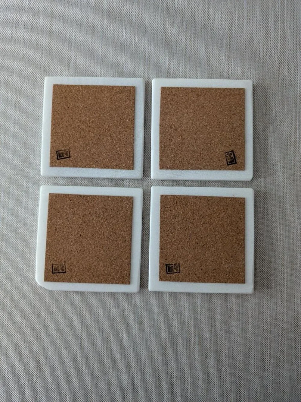 Tumbled White Marble Coasters, Set of 4, Gift for Birthday | Holiday Gift | NIB